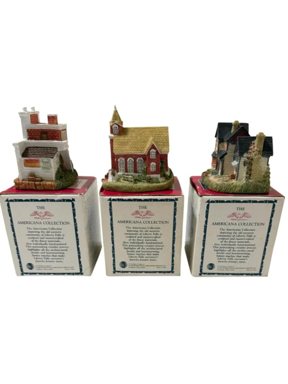 Lot of 3 Liberty Falls Village The Americana Collection 1990's Boxed Vintage